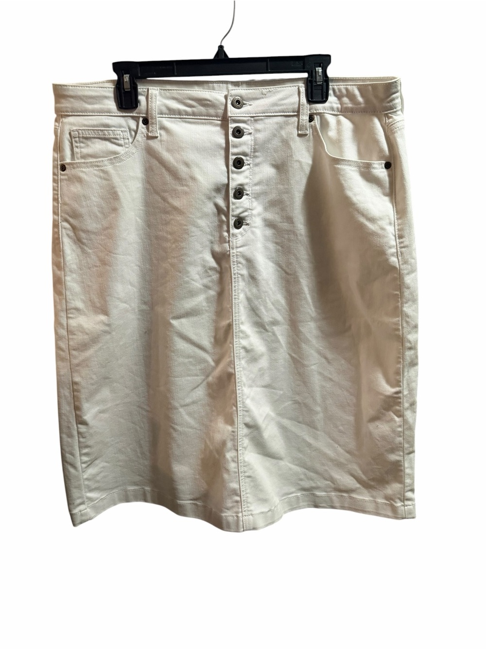 St. John's Bay White Button-Front Midi Skirt size 18